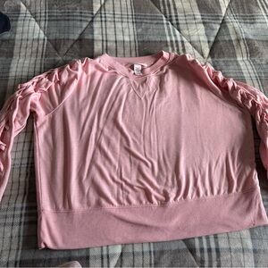 Pink Ruffled Sleeve Women's Top